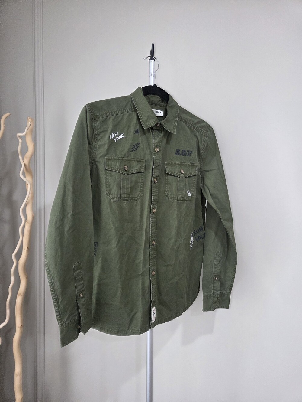 abercrombie kids Olive Green Military Shirt Sz.15-16